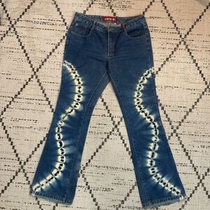 Zana Di Jeans‎ Womens Size 9 Blue Tie Dye Flare Leg Denim Pants